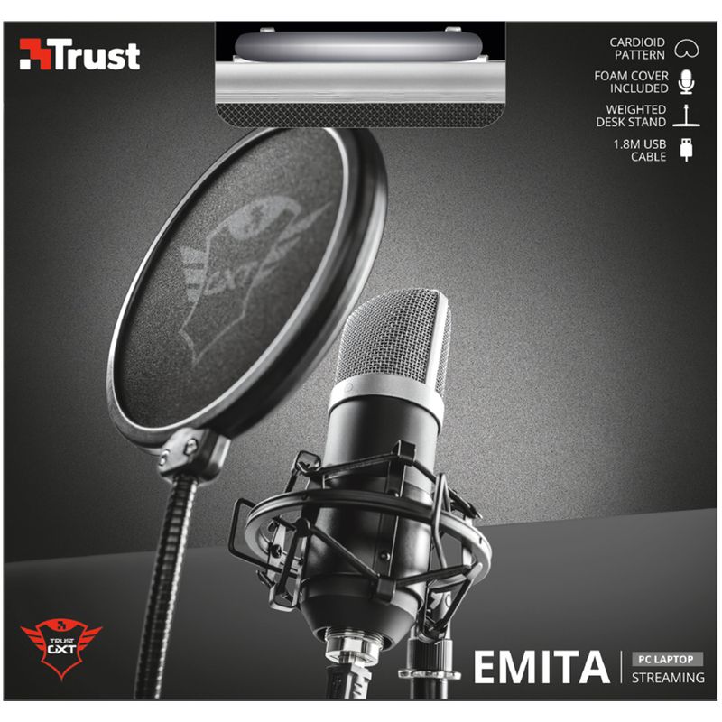 Microfono Trust Gxt 252 Emita Streaming Usb con Base Desmontable