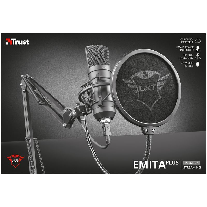 Microfono Trust Gxt 252 + Emita Streaming con Brazo Ajustable