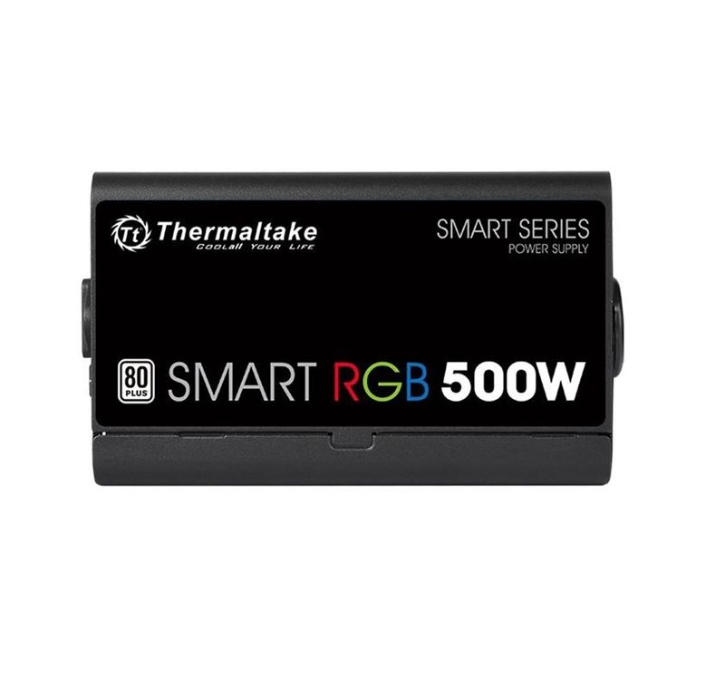 18801-3Fuente Thermaltake Smart RGB Con Fuente 500W /Non Modular/ Fan Hub/ Full Range/ Analog/ 80 Plus/ US/ All sleeved Cables PS-SPR-0500NHFAWU-1
